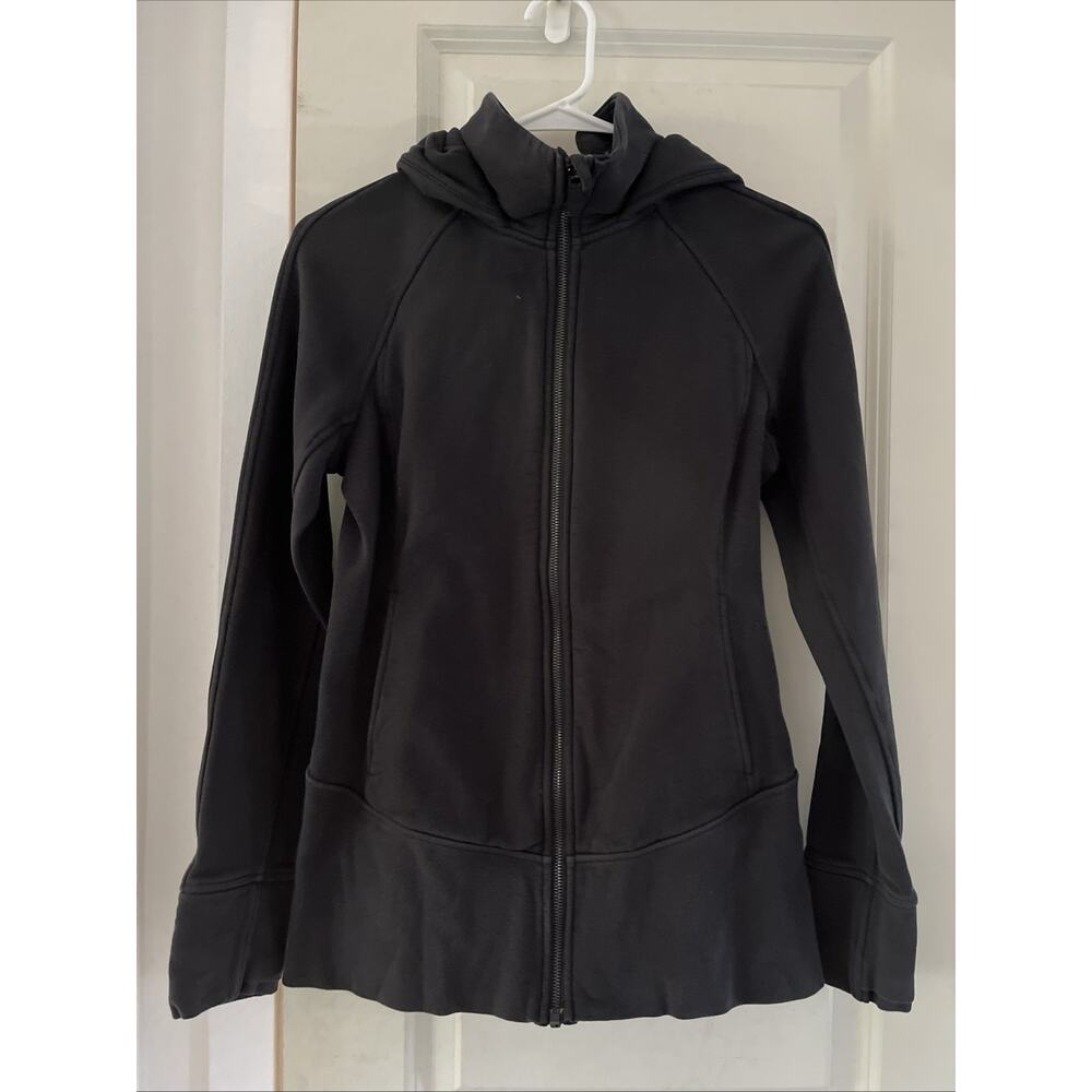 Lululemon Hoodie Womens 6 Black Full Zip Sweatshirt Scuba Stretch Athletic